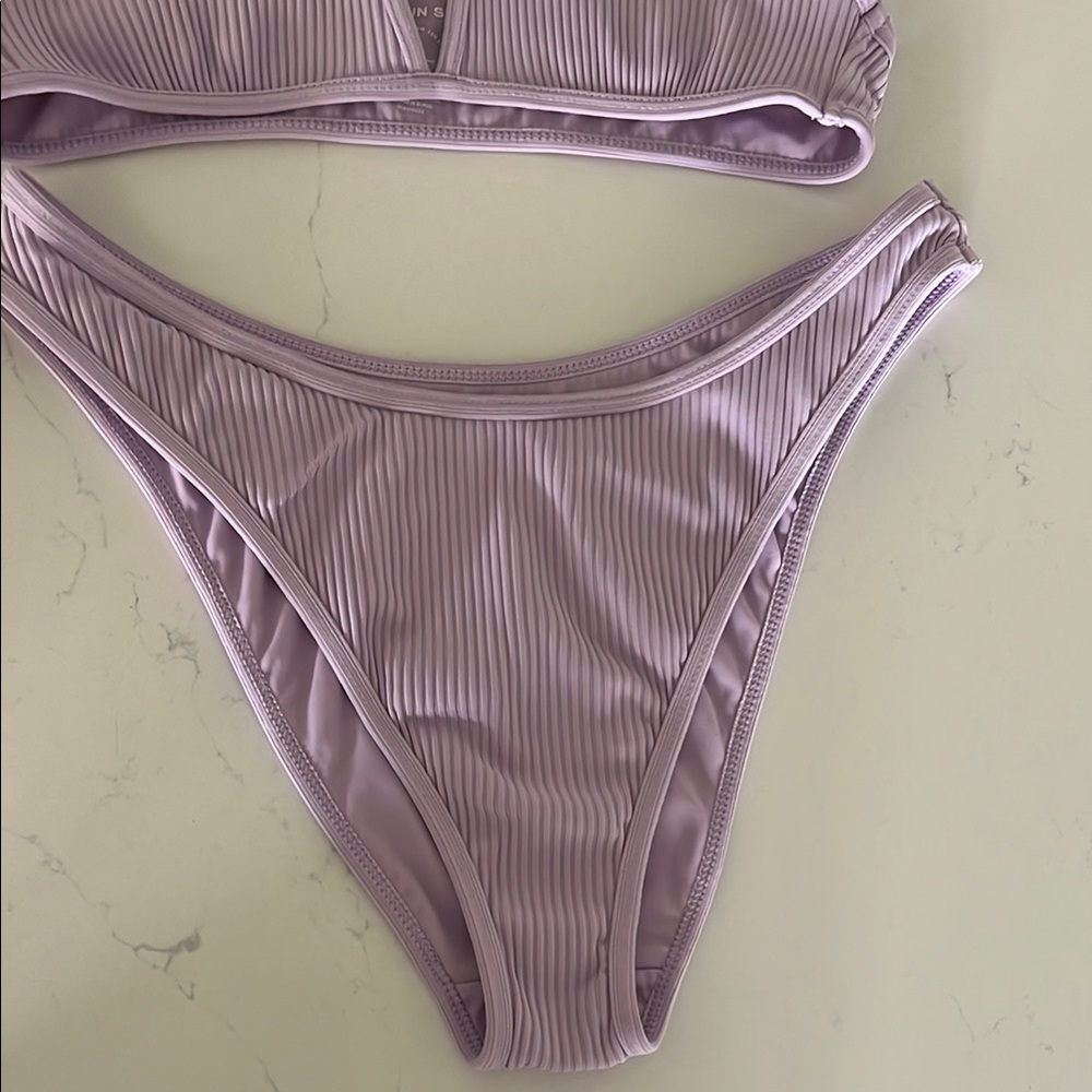 Lavender Ribbed Bikini Set - Picture 4 of 8